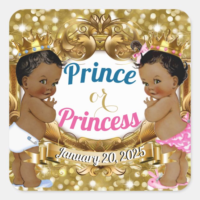 Sticker Carré Révélation royale sur le genre du prince ou de la  (Devant)