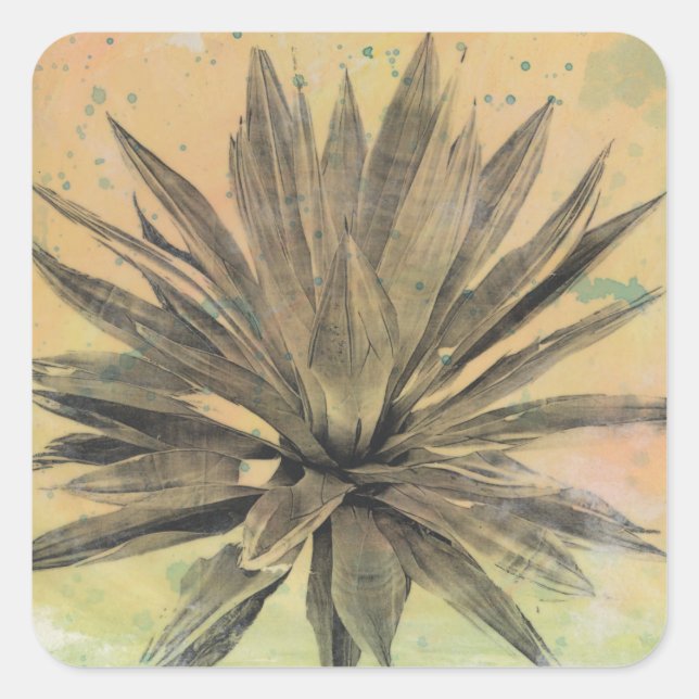 Sticker Carré Rêves du désert | Plante vert (Devant)