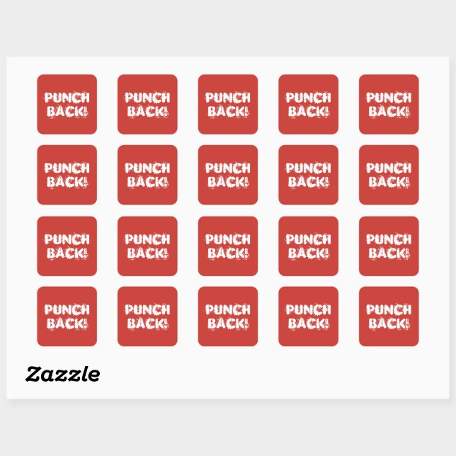 Sticker Carré Reviens ! Blanc sur rouge (Feuille)