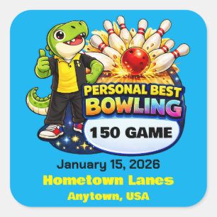 Sticker Carré Rexy le T-Rex - Meilleur score de bowling personne