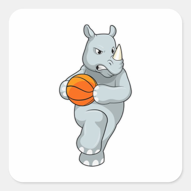 Sticker Carré Rhino as Basketball (Devant)