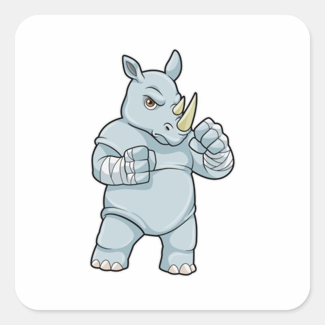 Sticker Carré Rhino as Boxer at Boxing (Devant)