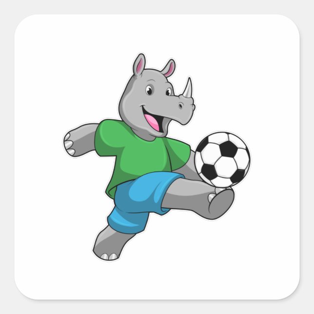 Sticker Carré Rhino comme joueur de football avec Soccer (Devant)