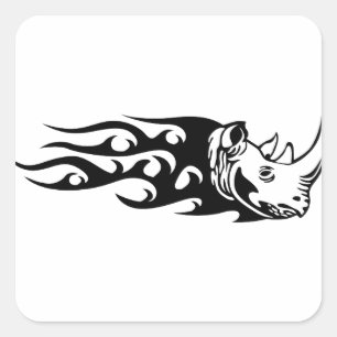 Sticker Carré Rhino en flammes