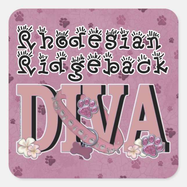 Sticker Carré Rhodesian Ridgeback DIVA (Devant)