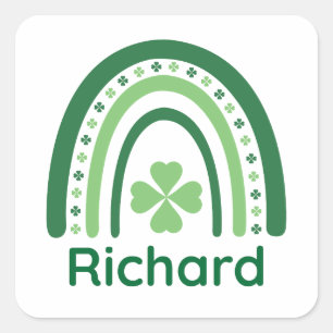 Sticker Carré Richard Nom Clover Boho Rainbow