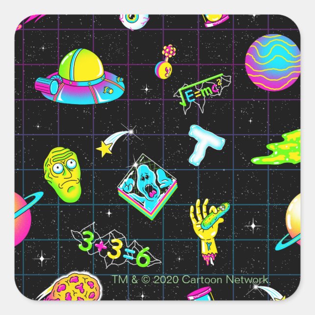 Sticker Carré RICK ET MORTY™ | Motif de la saison psychédélique  (Devant)