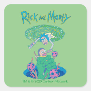 Sticker Carré RICK ET MORTY™   Secourt du portail