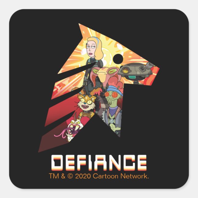 Sticker Carré RICK ET MORTY™ | Space Beth Defiance Crew (Devant)