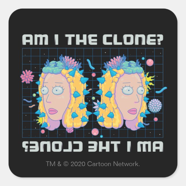 Sticker Carré RICK ET MORTY™ | Suis-Je Le Clone ? (Devant)