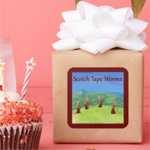 Sticker Carré Rick London Funny Worms Of Scotland Comic