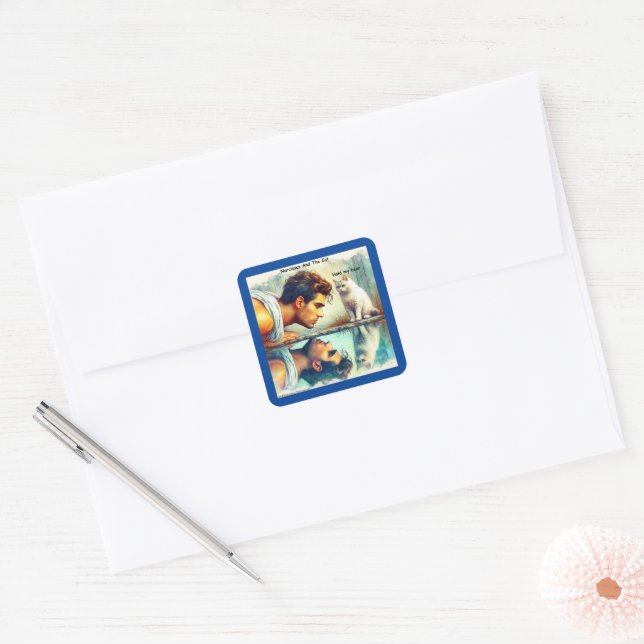 Sticker Carré Rick London Narcissus & Le Chat Funny (Enveloppe)