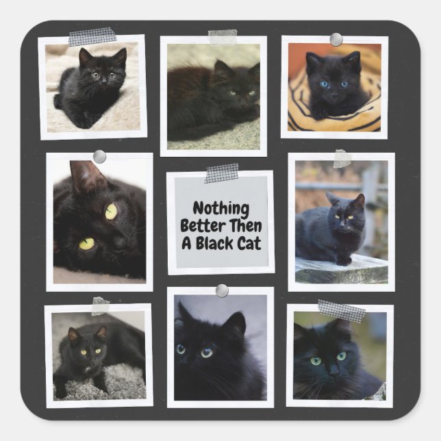 Sticker Carré Rien De Mieux Qu'Un Chat Noir (Devant)