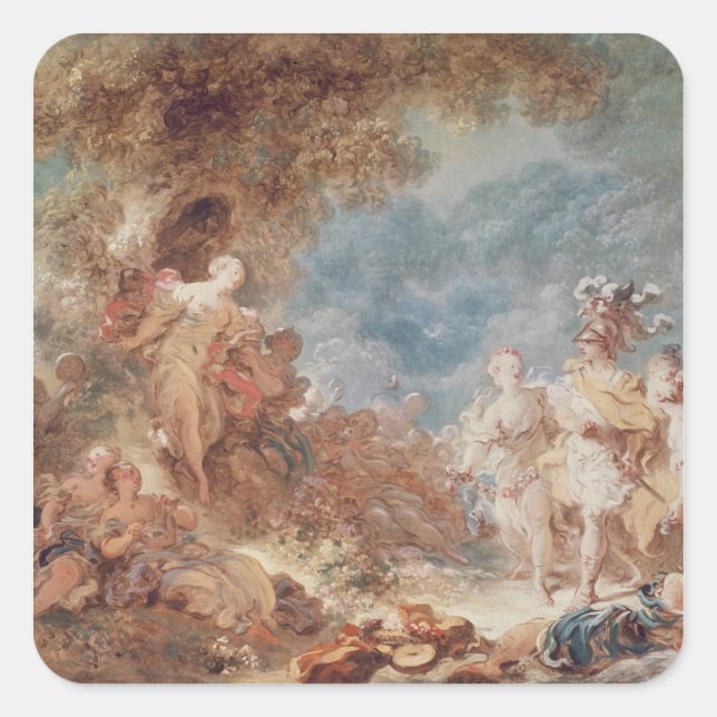 Sticker Carré Rinaldo dans les jardins d'Armida (Devant)