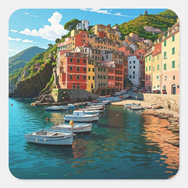 Sticker Carré Riomaggiore, Cinqua Terra (Devant)