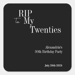 Sticker Carré RIP 20s 30e anniversaire Black and White Party
