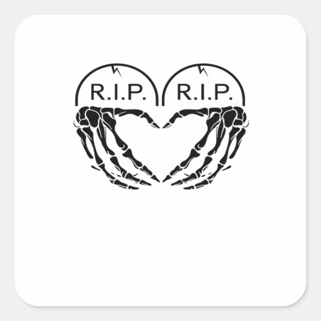 Sticker Carré Rip, Conception En Forme De Coeur Faite De Gravest (Devant)