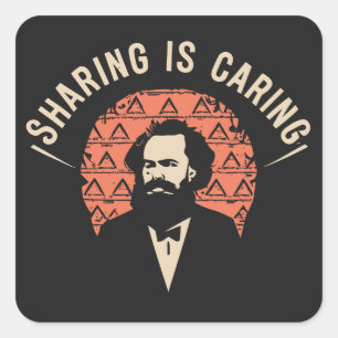 Sticker Carré Rire avec Karl Marx mèmes - Partager prend soin
