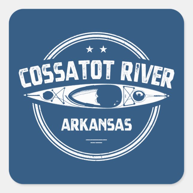 Sticker Carré Rivière Cossatot Arkansas Kayak (Devant)