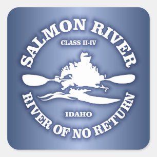 Sticker Carré Rivière saumon (kayak)