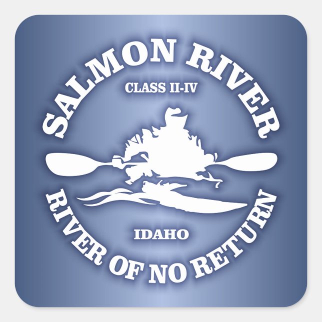 Sticker Carré Rivière saumon (kayak) (Devant)