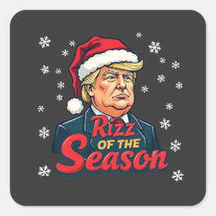Sticker Carré Rizz of the Season Funny Trump Christmas Père Noël