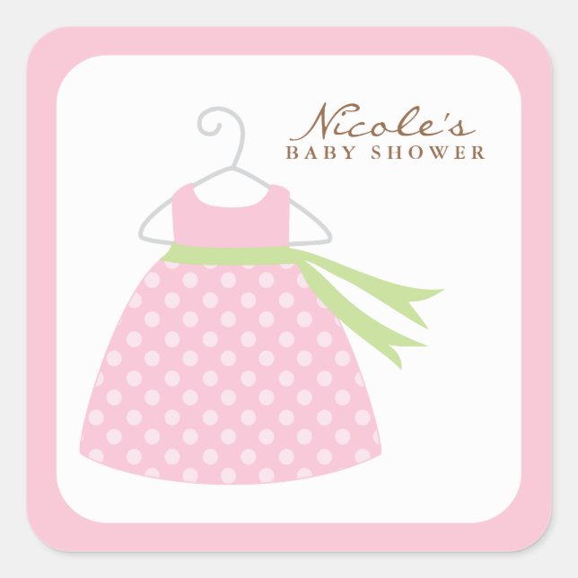 Sticker Carré Robe de bébé rose (Devant)
