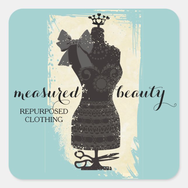 Sticker Carré robe de couleur couture mannequin mannequin (Devant)