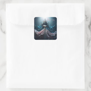Sticker Carré Robe de douche de mariée Merci