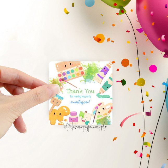 Sticker Carré Robe de Kawaii pour un Merci du Mess Art Party (Créateur téléchargé)