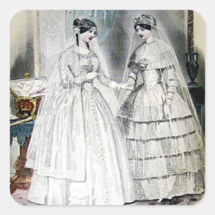 Sticker Carré Robe de mariée Vintage Bride