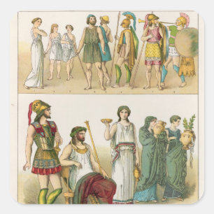 Sticker Carré Robe grecque, de 'Trachten der Voelker', 1864