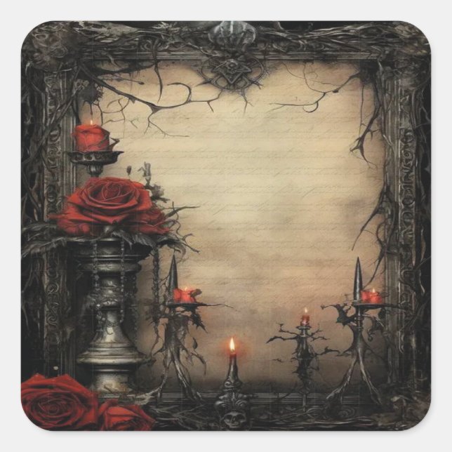 Sticker Carré Robe rouge d'Halloween aux bougies (Devant)