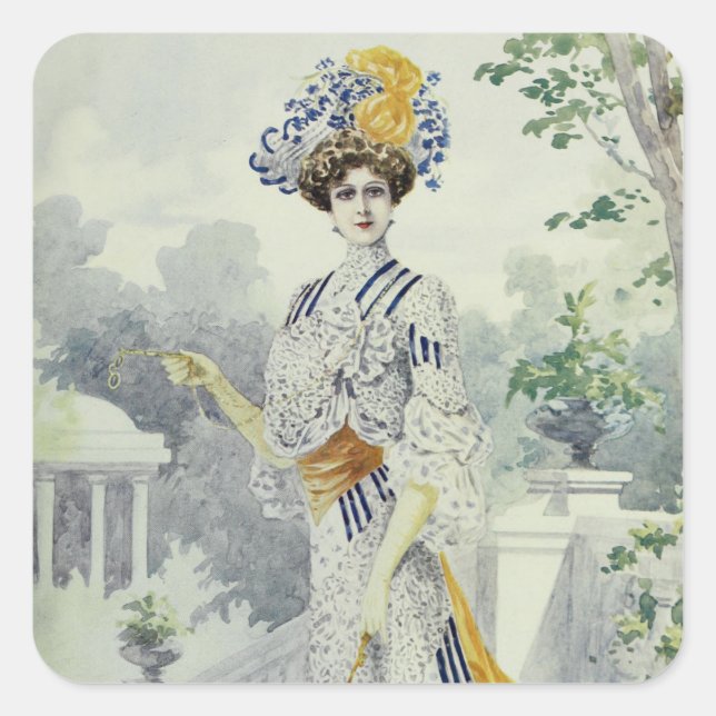 Sticker Carré Robe Vintage Victorienne (Devant)