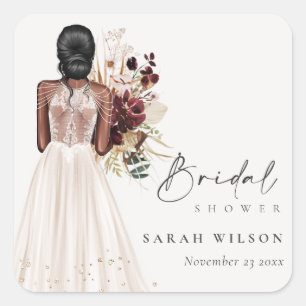 Sticker Carré Robes de mariée élégante Bohème blanche