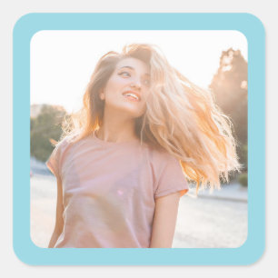 Sticker Carré Robin Oeuf Bleu Frontière Photo