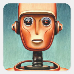 Sticker Carré Robot mignon
