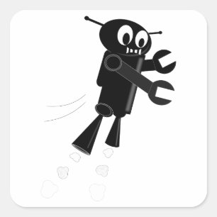 Sticker Carré Robot volant noir