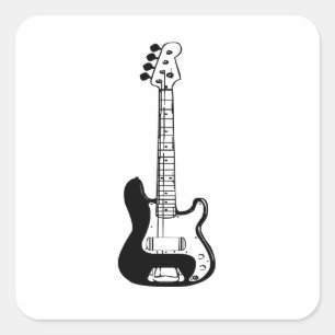 Sticker Carré Rock and Roll guitare électrique et acoustique