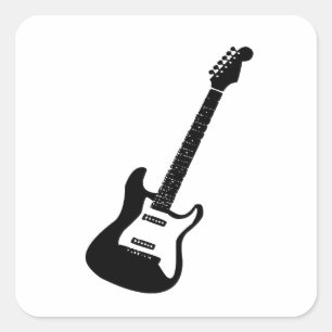 Sticker Carré Rock and Roll guitare électrique et acoustique