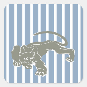 Sticker Carré Rock Blue Safari Stripe avec Leopard