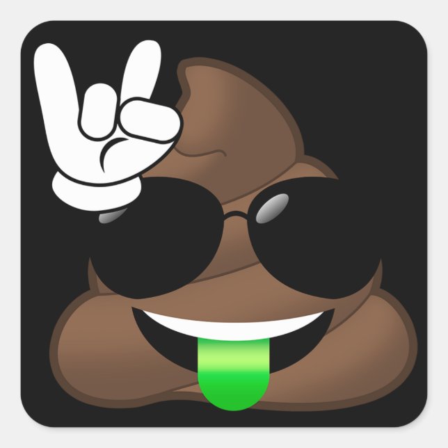 Sticker Carré Rock Sur Emoji Poop (Devant)