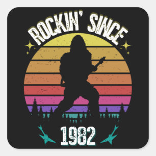 Sticker Carré Rockin depuis 1982 Bigfoot Music Lover
