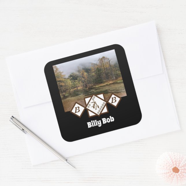 Sticker Carré Rodeo Bull Rider et Longhorn Monogram Photo (Enveloppe)