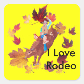 Sticker Carré Rodéo d'amour du ~ I de cavalier de Taureau