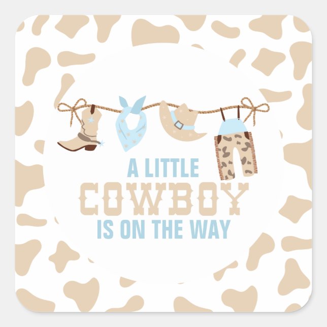 Sticker Carré Rodeo Western Cowboy Baby shower (Devant)