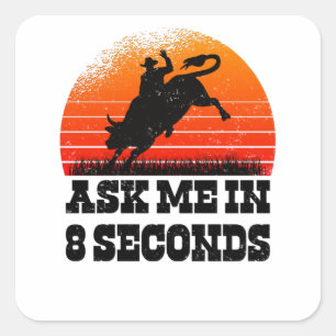 Sticker Carré Rodeo Western Cowboy Wild West Retro Bull