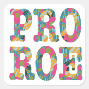 Sticker Carré Roe Pro Typé avec Flore rose