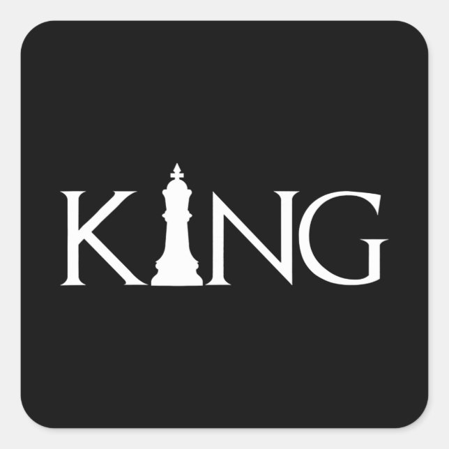 Sticker Carré roi avec pièce d'échecs king (Devant)