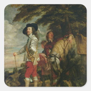 Sticker Carré Roi Charles Ier d'Angleterre chasse, vers 1635